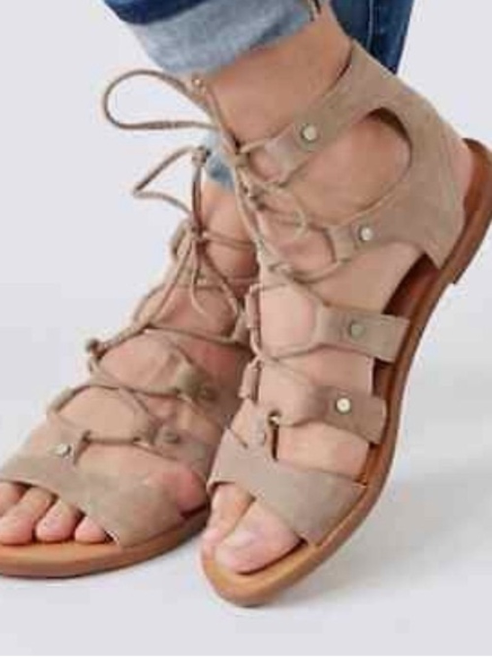 DV by Dolce Vita Tan Lace-Up Gladiator Sandals